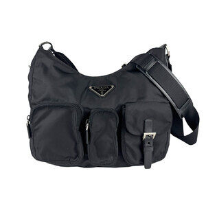 Prada Tessuto Nylon Messenger Crossbody Bag black